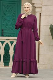 Ethnic Clothing Plain Closed Abaya Dubai Muslim Dress Luxury High Class Abayas For Women Zipper Turkish Dresses With Belt Islam Outfit
