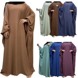 Ethnic Clothing Modest Women Muslim Ramadan Eid Abaya Prayer Batwing Sleeve Maxi Dress Turkey Arab Khimar Kaftan Dubai Islam Clothes Gown