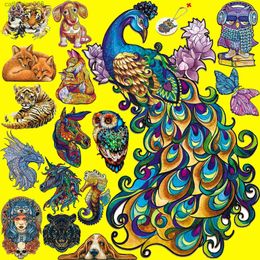 Puzzles Unique Animals Wooden Jigsaw Puzzles For Adults Kids Board Games Educational Toys Gifts Wood DIY Crafts Peacock Puzzle GamesL231025