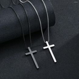 Pendant Necklaces Minimalist Stainless Steel Cross Necklace For Men Women With 24 Inch Chain Fashion Jewellery 2 Colours