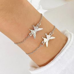 Link Bracelets 1 Pair Big Butterfly Chain Vintage Bracelet For Women Men Trendy Couple Set Fashion Jewelry Gifts