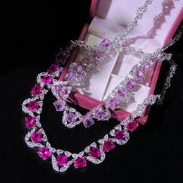 Chains WPB Premium Ruby Dress Necklace Women Barklite Chain Female Shiny High Carbon Zircon Luxury Jewellery Girl Banquet Lady