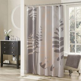 Shower Curtains Olivia Grey Flower Polyester Waterproof Taupe Fabric Leaves Printed Decorative Tan Floral Shower Curtain 231025
