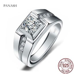 Fine Male 925 Sterling silver Cubic Zirconia Enagement Wedding Band Ring for Men Finger Rings Jewelry Gift size 6-12264h