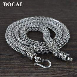 Chokers BOCAI Real Solid S925 Pure Silver Jewellery Fashion Necklace for Men Water Ripple Chain S Hook 231025