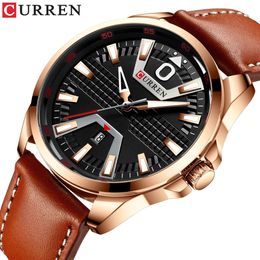 Wristwatches Fashion Brand CURREN Quartz Watch Leather Strap Mens Business Wristwatch Auto Date Male Clock Relogio Masculino 231025