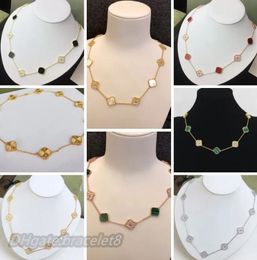 Four Leaf Clover Necklaces Classic Diamond necklace Gold Plated Agate Pendant Necklace Charm Wedding Party For Lover Gift Designer Jewelry