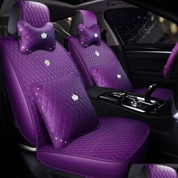 Female Car Special Seat Er For Hyundai Kia Pu Leather Size Waterproof Mobile Ers Purple Drop Delivery