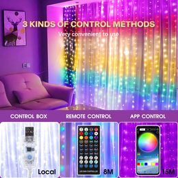 Christmas Decorations dream Colour RGBIC Holiday LED Decoration Lights Fairy String Garland Remote Lighting Curtain sk6812 ws2812b USB 231025