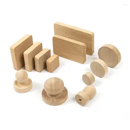 Storage Bottles 10 PCS Wood DIY Stamp Base Wooden Seal Building Blocks Stamps Natural Slices Solid