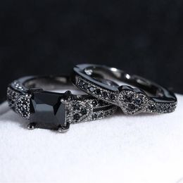 Cluster Rings 14K Black Gold 1 5 S Obsidian Ring For Women Luxury Engagement Bizuteria Anillos Gemstone And Diamond Wedding277f