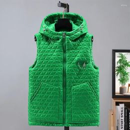 Men's Vests Fashion Men Autumn Winter Vest Youth Classic Male Casual Hooded Down Cotton Waistcoat Sleeveless Jacket Size M-5XL