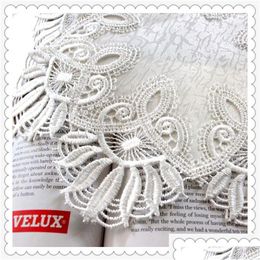 Mats Pads Wholesale- New Fashion Decoration White Lace Doily As Table Mat With Embroidery Flower Border 28Cm Round Doilies 12 Drop Del Dhnao