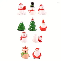 Decorative Figurines Resin Christmas Ornaments Set 10pcs Miniature Pendant Perfect Gifts For Children Create Fairy Gardens Toy Houses