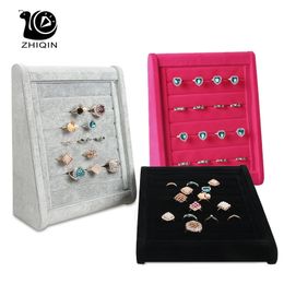 Jewellery Stand Oblique Velvet Rings Organiser Holder Storage Board Display Counter Rack 231025