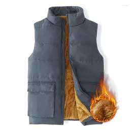 Men's Vests 2024 Autumn And Winter Stand Collar Vest Faux Cashmere Thick Fleece Warm