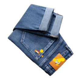 Men's Jeans Autumn Winter Men Slim Fit European American TBicon High-end Brand Small Straight Pants (201-216 Thin) F235-0