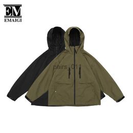 Men's Jackets Autumn Hooded Jacket Men Fashion Loose Casual Windproof Waterproof Outdoor Camping Fishing Cargo Charge Jacket Unisex Coat YQ231025