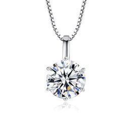 Moissanite pendant necklace S925 sterling silver six claw diamond box chain necklace European women collar chain Jewellery wedding party Valentine's Day gift SPC