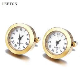 Battery Digital For Men Lepton Real Clock Cufflinks Watch Cuff links for Mens Jewelry Relojes gemelos318b
