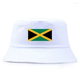 Berets Jamaica Flag Bucket Hat Unisex Adult Casual Reversible Fisherman Cap Man Woman Outdoor Sun Protection Cotton Panama Bob