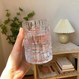 Wine Glasses 250ml Bark Patterned Glass Water Cup For Female Forest Series Niche Relief Summer Fruit Juice Beverage Milk