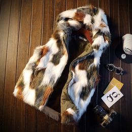 Men's Fur Faux Fur Winter Warm Plus Fleece Faux Fur Fur Casual Mens Hooded Jacket Vest Thick Boutique Fashionable Male Slim Coats Waistcoat 231024