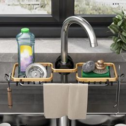 Kitchen Storage Space-saving Shelf Faucet Sponge Holder Space Saving Sink Drain Rack Brush Towel For Home