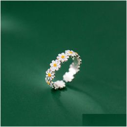 Band Rings Coconal Daisy Flower Rings For Women Sweet Cute Finger Ring Proposal Wedding Fine Jewelry Gift Drop Delivery Dhgarden Otlqd