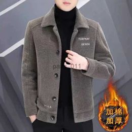 Men's Jackets High Quality 2023 Autumn Winter Fashion Solid Color Wool Coat Men's Casual Plus Cotton Thickened Warm Large Size Classic Jacket YQ231025