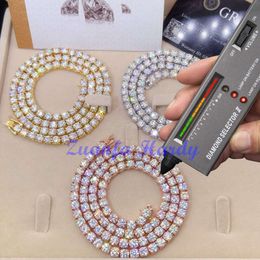 Factory Wholesale Moissanite 925 Silver Hip Hop Rock Diamond Chain 2mm 3mm 4mm 5mm 6.5mm Vvs Tennis Necklace