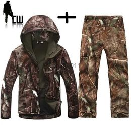 Men's Jackets TAD Gear Tactical Softshell Camouflage Jacket Set Men Army Windbreaker Waterproof Hunting Clothes Set Military Outdoors Jacket YQ231025