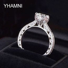 YHAMNI Brand Jewellery Original Solid 925 Sterling Silver Ring 1 ct SONA CZ Diamond Women Engagement Rings JZ072323k