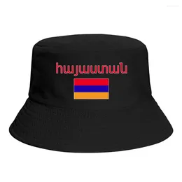 Berets Armenia Flag Bucket Hats Print Cool Fans Sun Shade Simple Classic Outdoor Summer Fisherman Caps Fishing Cap