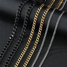 Chains LETAPI Hip Hop Stainless Steel Curb Cuban Link Chain Necklace For Men And Women Basic Punk Male Choker Jewellery Gifts