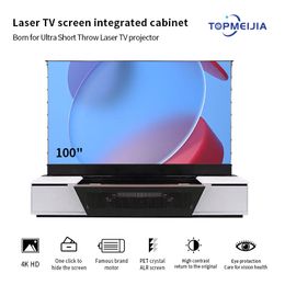 2023 NEW Customized 100 Inch ALR Motorized floor rising projection screen 4K/8K UST laser projector integrated cabinet for 3D Home Cinema