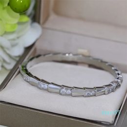 Charm Women Jewellery Silver Bangle Classic Serpentine Style Inlaid with Diamond Design Fashion Simplicity Designer
