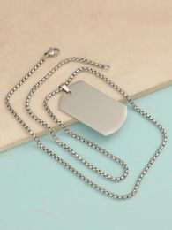 Pendant Necklaces 10Pcs 22 39mm Tag Necklace For Men Military Army Nameplate Blank Mirror Polished Stainless Steel Jewellery Accessories