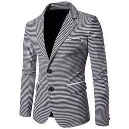 NIBESSER Casual Plaid Print Men Blazer Fashion Long Sleeve Wedding Dress Coat Autumn White Social Business Mens Blazer Jacket196c