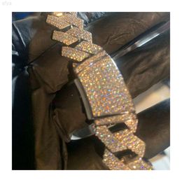 Jwy Men 925 Sterling Silver Cuban Link Chain Moissanite 15mm Hip Hop Choker Necklace