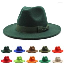 Berets Fedora Hats Wide Brim Hat Bow Tie Belt Blower Adult Jazz Felt Fedoras Cap Lady Trilby Women Chapeau Caps