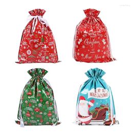 Christmas Decorations Gift Bags 5pcs Stand Up Drawstring Foil Wrapping Sacks Pouches For Xmas Presents Party Favour Decoration Supplies