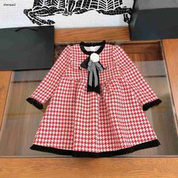 Luxury dress for girl Autumn Long Sleeve Kids frock Size 110-160 Three-dimensional flower brooch Child skirt Oct25