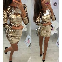 Urban Sexy Dresses Ladies Formal Evening Party Sexy Sequin Club Short Dresses Sexy Vestidos Autumn Dresses Women Golden Sequins Bodycon Dress 231024