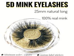 New styles 25mm 5D Mink Eyelashes Custom Label Make Logos Eye makeup 3D False Lashes Fake Lash Extension Beauty Tool Drop Shipp6901943
