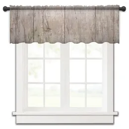 Curtain Vertical Stripes On Wooden Boards Small Window Tulle Sheer Short Bedroom Living Room Home Decor Voile Drapes