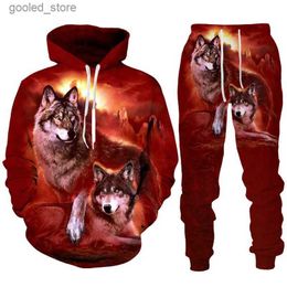 Men's Tracksuits Male Cool Forest Wolf 3D Printing HoodiePantsCome Fashion Couple Come Hip Hop Personality High Street Come Sportswear S Q231025