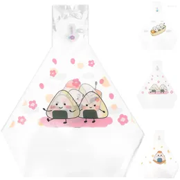 Dinnerware Sets 100 Pcs Triangle Rice Ball Packaging Sushi Wrapper Onigiri Packing Bags Disposable Plastic Bulk Balls