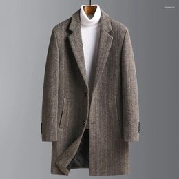 Men's Wool High Quality Winter Mid-length Woollen Coats Mens Korean Style Slim Fit Plus Size Men's Tops Blend Jackets Outwear