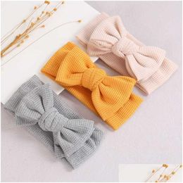 Hair Accessories Big Bows Baby Girl Headband Waffle Knit Turban For Children Headbands Kids Ear Double Layer R230608 Drop Delivery Ma Dhcgf